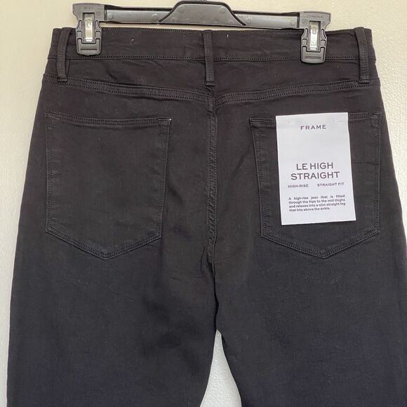 Frame Womens Jeans Denim Size 30 High Rise Slim Straight Black Relaxed Ankle - Picture 5 of 14